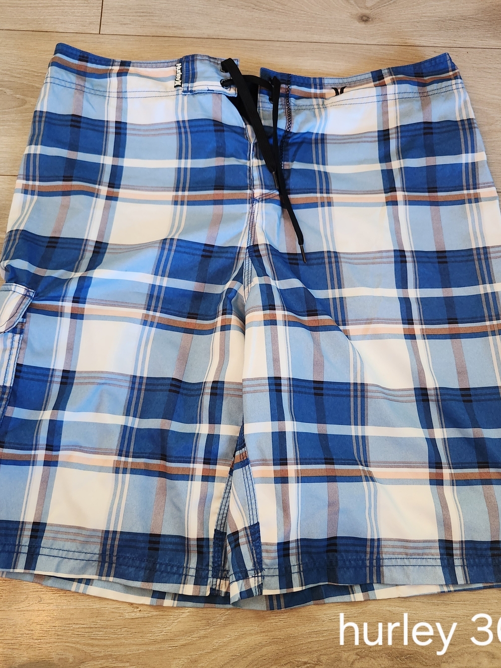 Hurley Blue and White Plaid Men's Board Shorts